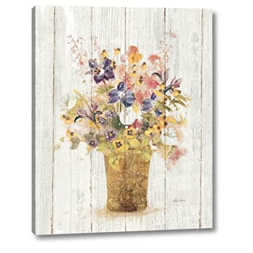 【並行輸入品】Wild Flowers in Vase II on Barn Board by Cheri Blum   13\" x 16\"""_1