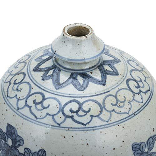 【並行輸入品】Blue and White Garlic Head Vase Flower Bird Motif Porcelainの画像