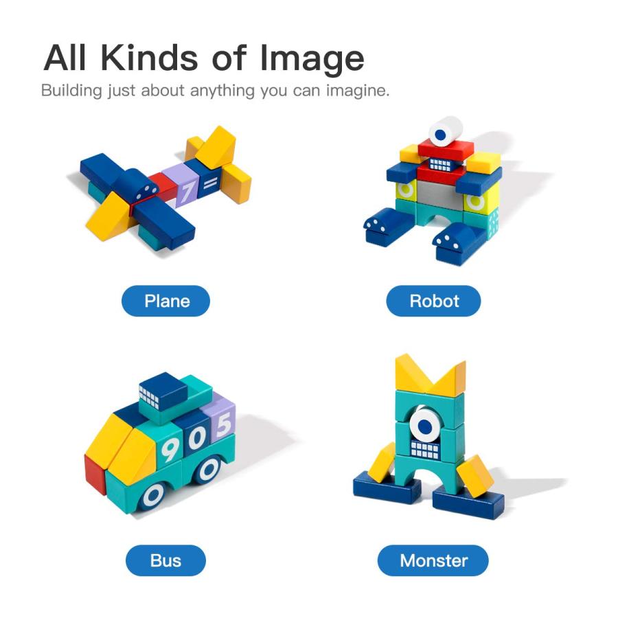 並行輸入品】ROBUD 木製ビルディングブロックセット 幼児 子供用