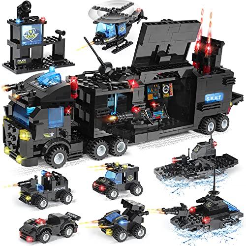 【並行輸入品】WishaLife 1100 Pieces City Police Station Building Kit, SWAT Mobの画像