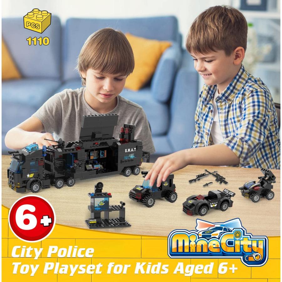【並行輸入品】WishaLife 1100 Pieces City Police Station Building Kit, SWAT Mobの画像