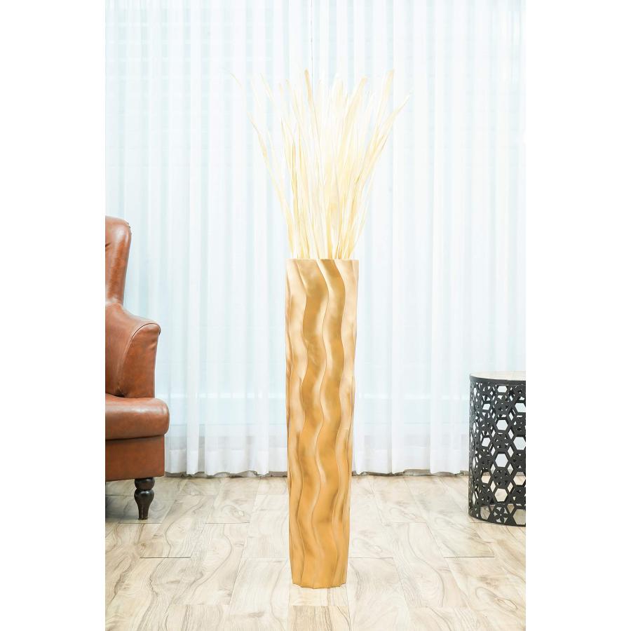 【並行輸入品】Leewadee トールビッグフロアスタンディング花瓶 室内装飾 25x25x90cm マンゴーウッド ゴールデン Leewade_3