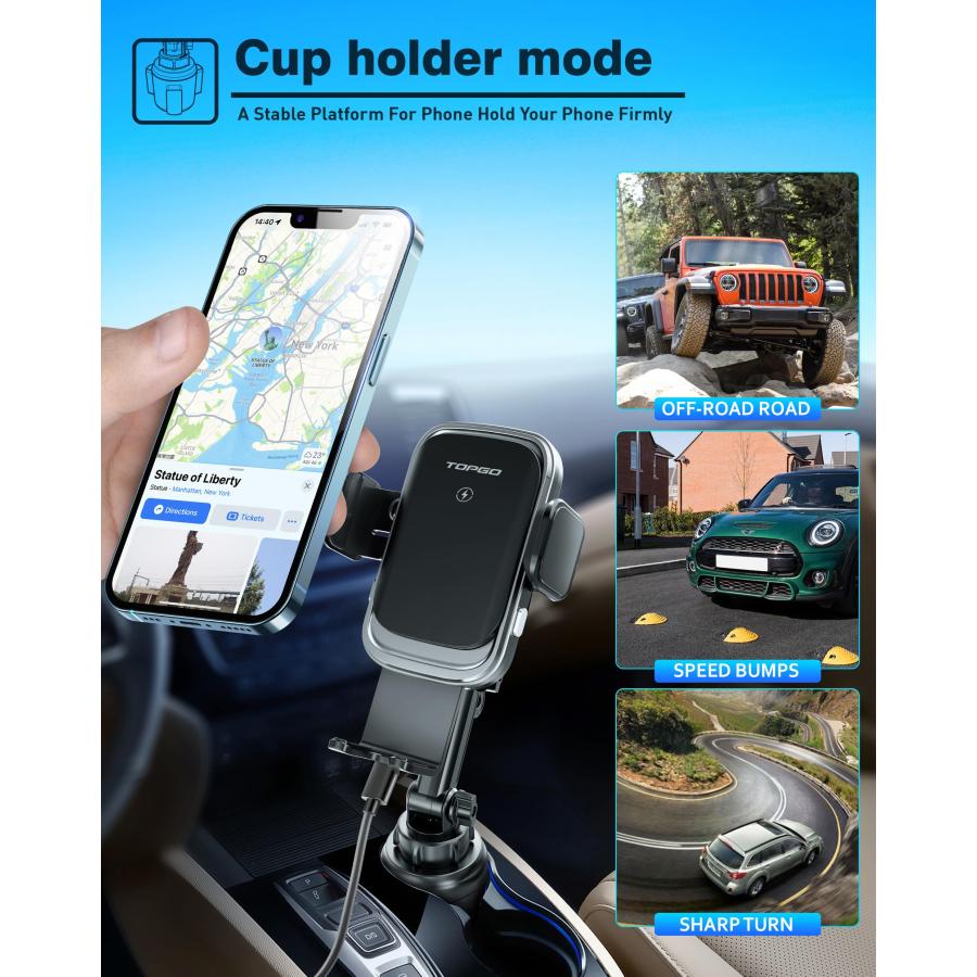 【並行輸入品】TOPGO 車載ワイヤレス充電器 最大15W出力 急速充電 スマホホルダー 車 車載ホルダー ワイヤレス充電 スマホスタンド ...