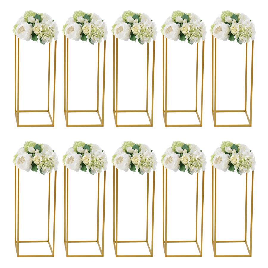 【並行輸入品】TFCFL 4/10個 ゴールド ウェディング フラワー スタンド メタル 花瓶 コラムスタンド 幾何学的 センターピース 花瓶_3