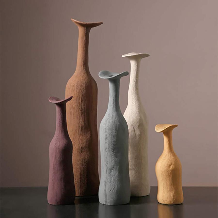 【並行輸入品】モダンセラミック花瓶セット、Morandi マルチカラー ミニマリスト 卓上装飾 リビングルーム 北欧彫刻アートフラワー、セット1の画像