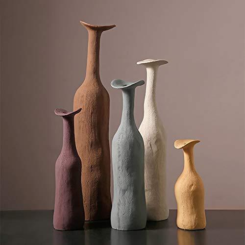 【並行輸入品】モダンセラミック花瓶セット、Morandi マルチカラー ミニマリスト 卓上装飾 リビングルーム 北欧彫刻アートフラワー、セット1の画像