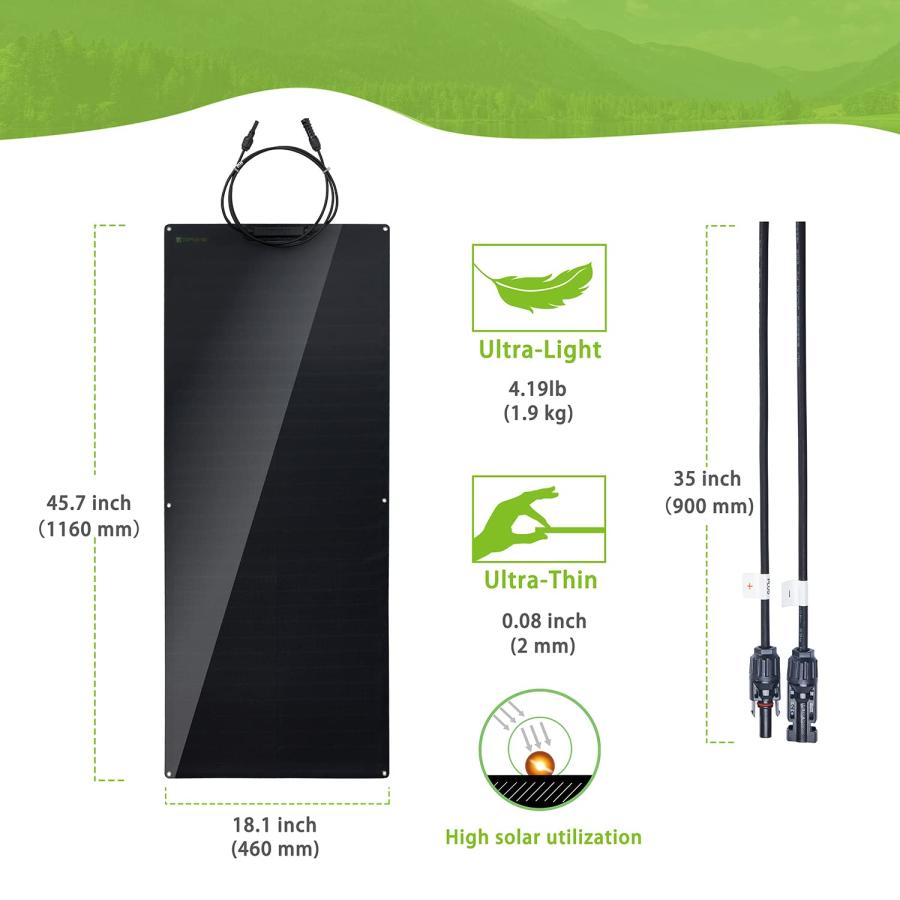 並行輸入品】Topsolar フレキシブルソーラーパネル 100W 24V/12V 単