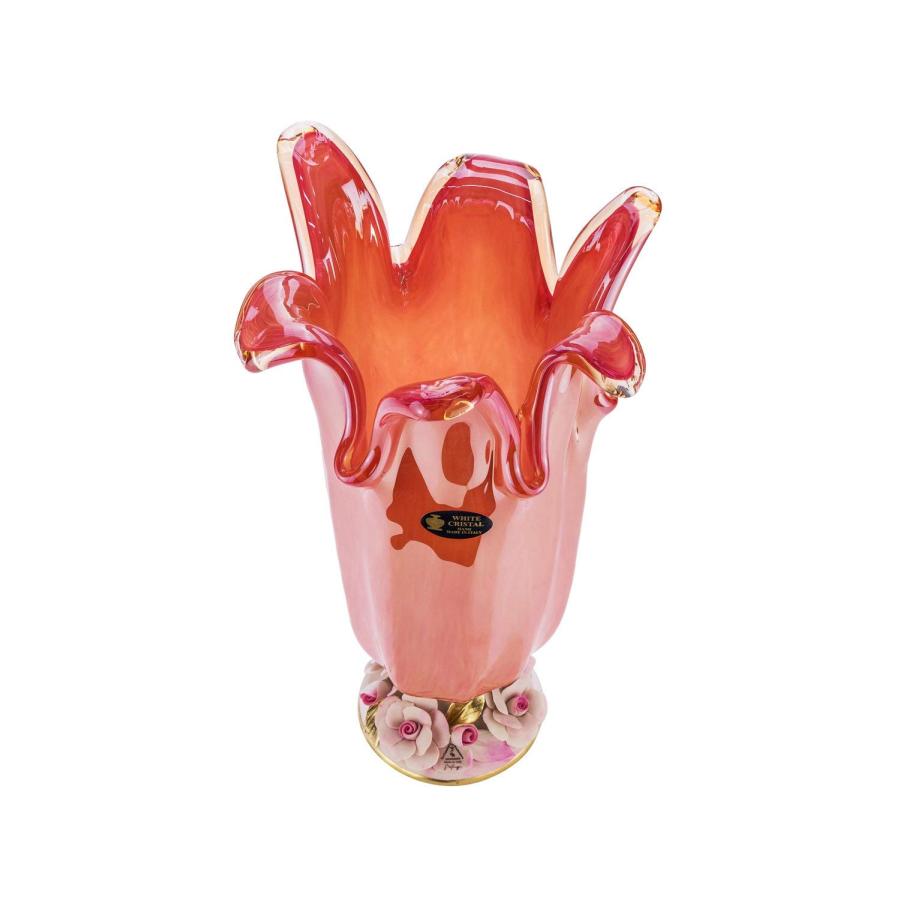 【並行輸入品】Murano Glass 16インチ 足つき花瓶 装飾センターピース ヴィンテージデザイン クリスタル ウェディングギフト カポデの画像