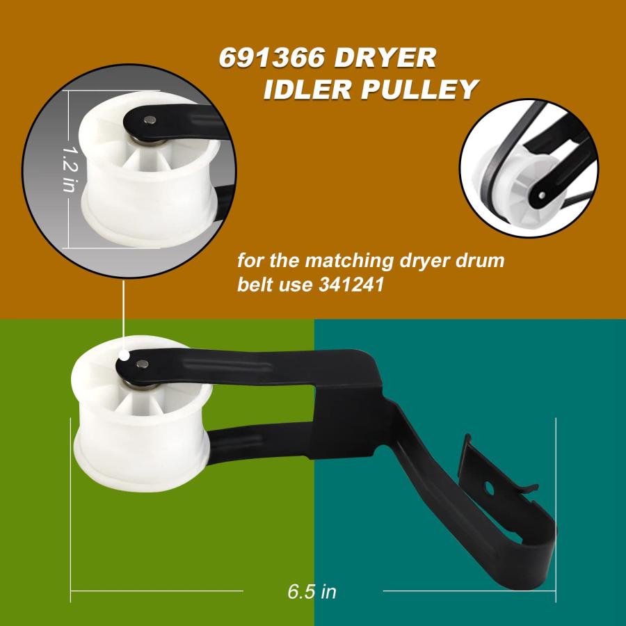 【並行輸入品】4392065 ドライヤー交換部品には、341241ドラムドライブベルトと2個の349241Tサポートローラー&691366アイド |  | 09