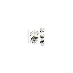 【並行輸入品】Briful Orchids 造花 18インチ ホワイト 胡蝶蘭 シルバーセラミックポット付き リアルタッチ フェイク ランプラン_5