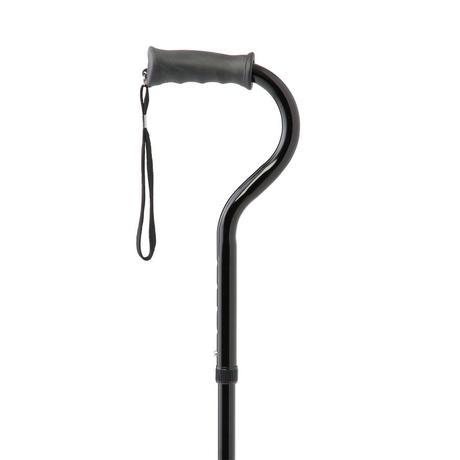 【並行輸入品】Medline オフセット折りたたみ杖 4点ベース クッションジェルハンドル付き 耐荷重350ポンド ブラック Medline O