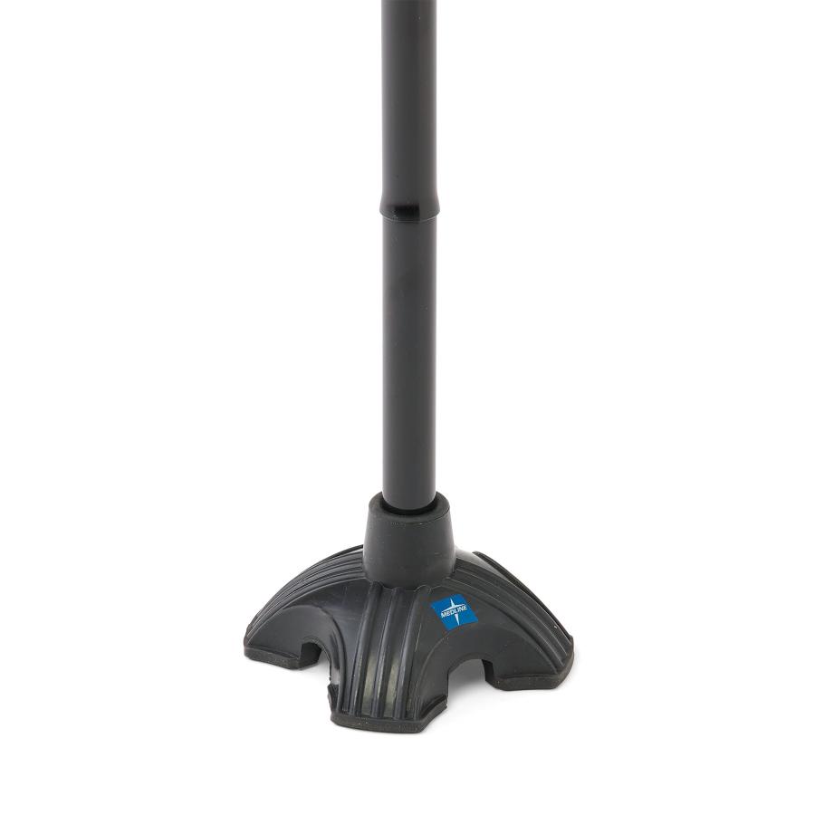 【並行輸入品】Medline オフセット折りたたみ杖 4点ベース クッションジェルハンドル付き 耐荷重350ポンド ブラック Medline O