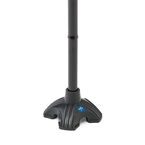 【並行輸入品】Medline オフセット折りたたみ杖 4点ベース クッションジェルハンドル付き 耐荷重350ポンド ブラック Medline O