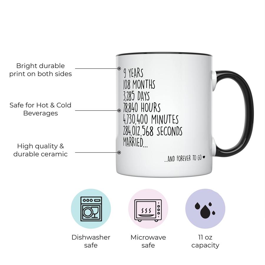 【並行輸入品】YouNique Designs 9 Year Anniversary Mug, 11 Ounces, Funny 9th Anの画像