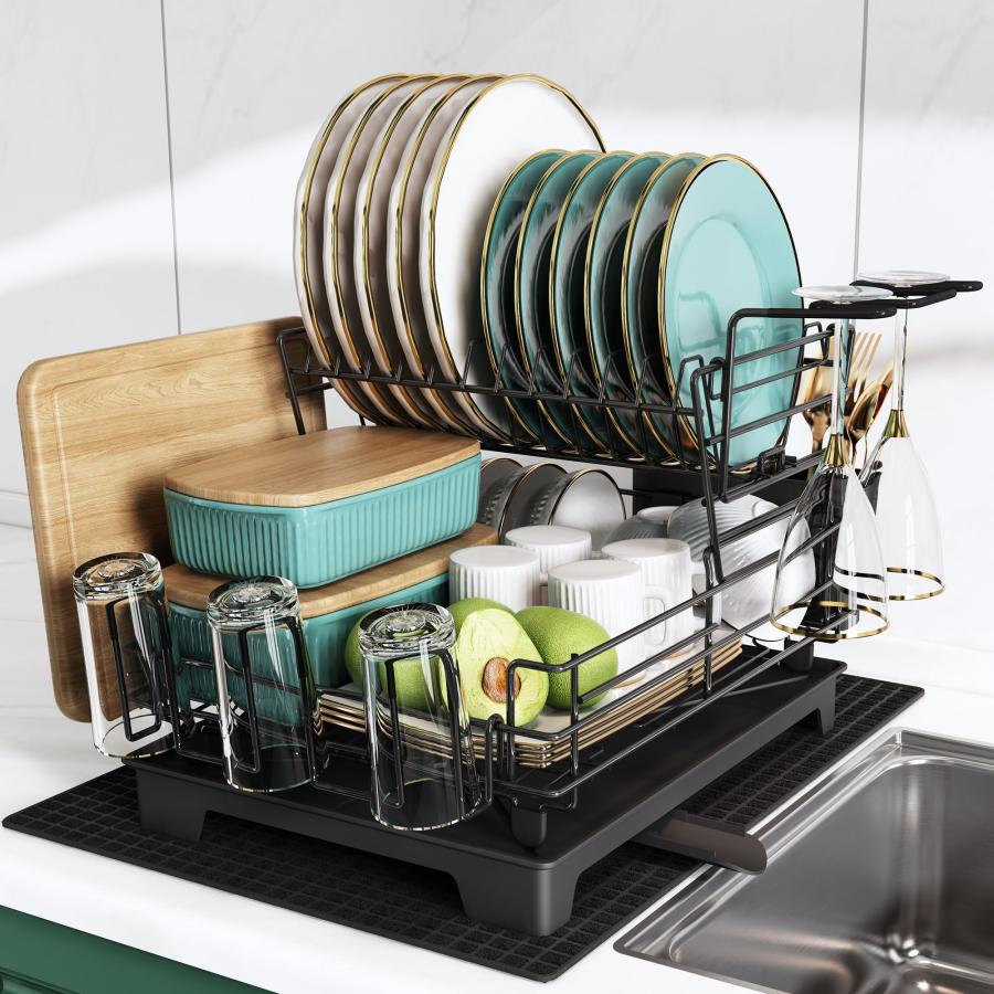【並行輸入品】MAJALiS 水切りラック, ブラック,【2段式】 MAJALiS Dish Drying Rack for Kitchen C | 