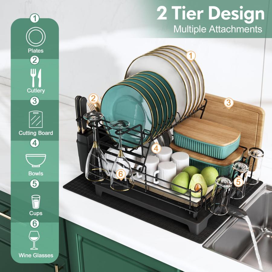 【並行輸入品】MAJALiS 水切りラック, ブラック,【2段式】 MAJALiS Dish Drying Rack for Kitchen C |  | 09