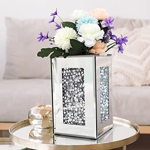 並行輸入品】ミラー花瓶 (6x6x10インチ) クラッシュダイヤモンドミラー