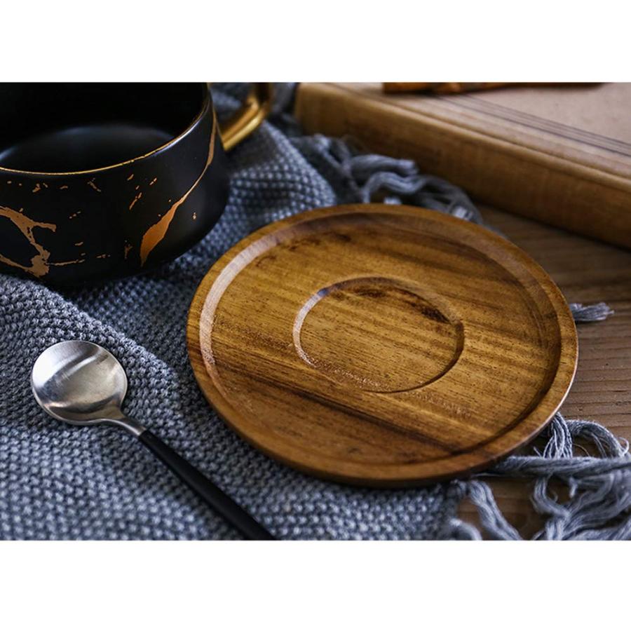 【並行輸入品】Coffee Mug, Tea Cup, Ceramic Cup, Gold Design, with Wooden Sauceの画像