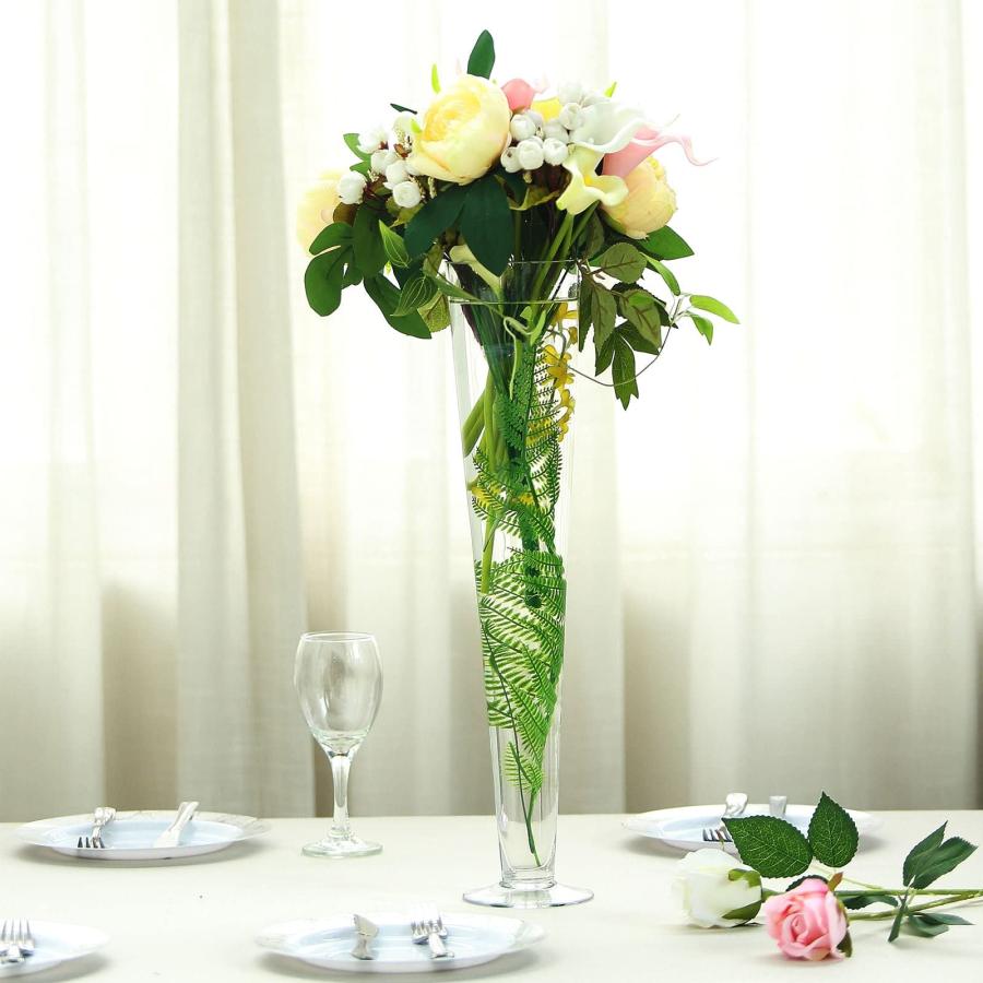 【並行輸入品】Efavormart 12個セット 高さ20インチ トランペット 高耐久 ガラス センターピース 花瓶 結婚式 パーティー 宴会の画像