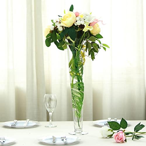 【並行輸入品】Efavormart 12個セット 高さ20インチ トランペット 高耐久 ガラス センターピース 花瓶 結婚式 パーティー 宴会の画像