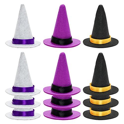 【並行輸入品】12個 ハロウィン ミニ 魔法つかい かぶり笠 速見表飾りつけ 2.75in ワインボトルトッパー DIY 髪の毛手工芸品 ハロウィ