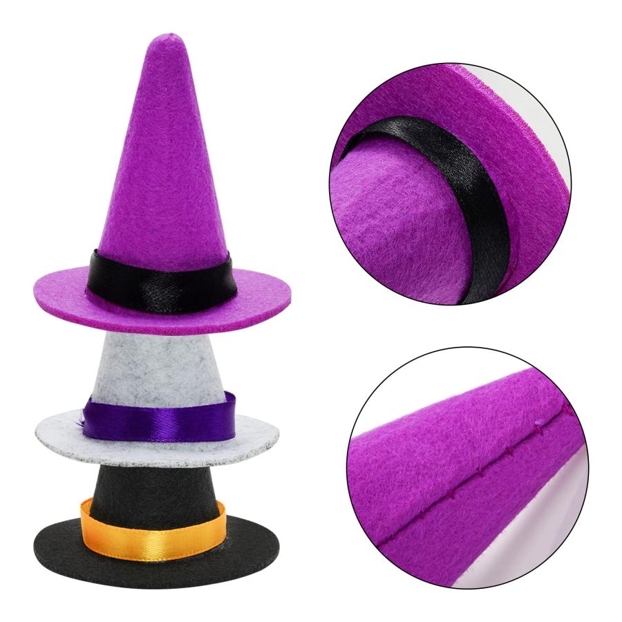 【並行輸入品】12個 ハロウィン ミニ 魔法つかい かぶり笠 速見表飾りつけ 2.75in ワインボトルトッパー DIY 髪の毛手工芸品 ハロウィ