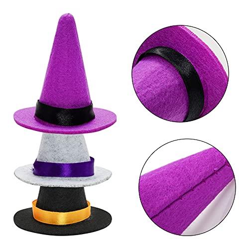 【並行輸入品】12個 ハロウィン ミニ 魔法つかい かぶり笠 速見表飾りつけ 2.75in ワインボトルトッパー DIY 髪の毛手工芸品 ハロウィ