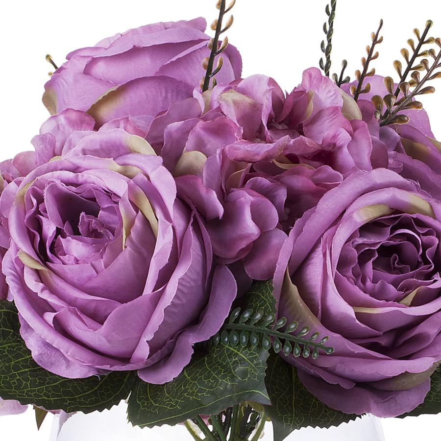 【並行輸入品】ENOVA HOME Purple Hydrangea and Peony Flower Arrangement in Clea_6