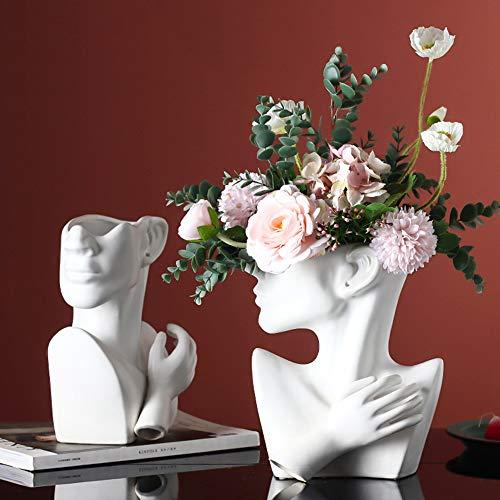 【並行輸入品】KatoonX Ceramic Head Face Flower Vase for Statue Home Decoration_4