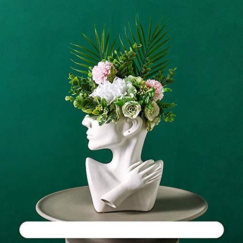 【並行輸入品】KatoonX Ceramic Head Face Flower Vase for Statue Home Decoration_7
