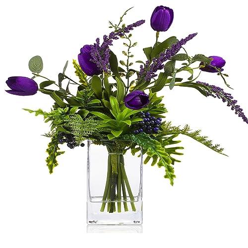 【並行輸入品】ENOVA HOME Silk Tulip Artificial Flower and Mixed Greenery in Cl_4