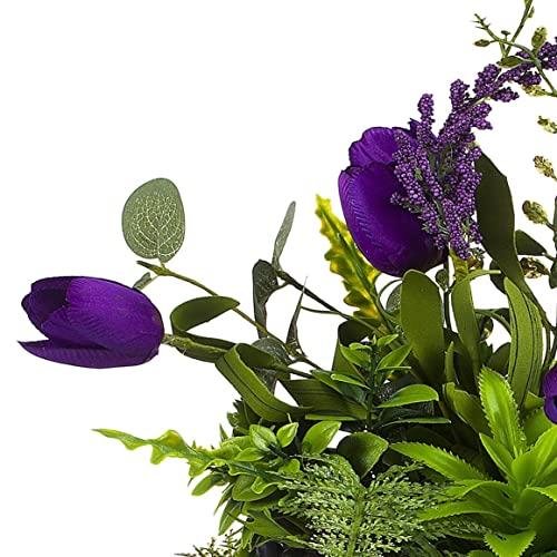 【並行輸入品】ENOVA HOME Silk Tulip Artificial Flower and Mixed Greenery in Cl_7