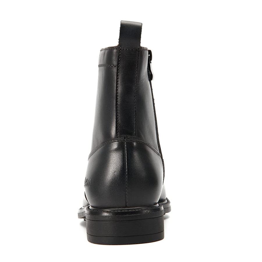 Men's Black Leather Chelsea Boots with Side Zip Fashion