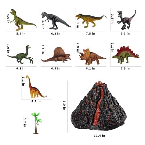 【並行輸入品】TEMI 大型火山おもちゃセット リアルな恐竜アクションフィギュア9体付き 3 4 5 6 7歳 子供用 人工火山噴火 音付き 火の画像