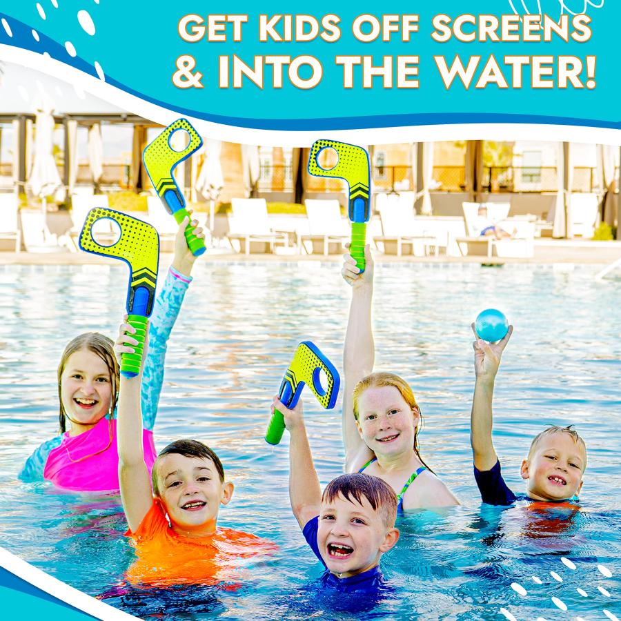 【並行輸入品】ミニホッケースティック ウォーターゲーム 子供用膝ホッケーセット プールおもちゃ ミニスティック2本&ストリートホッケーボール2個 |  | 05