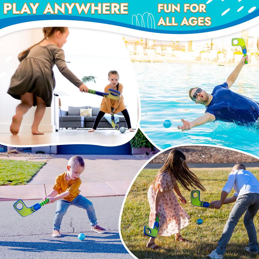 【並行輸入品】ミニホッケースティック ウォーターゲーム 子供用膝ホッケーセット プールおもちゃ ミニスティック2本&ストリートホッケーボール2個 |  | 08