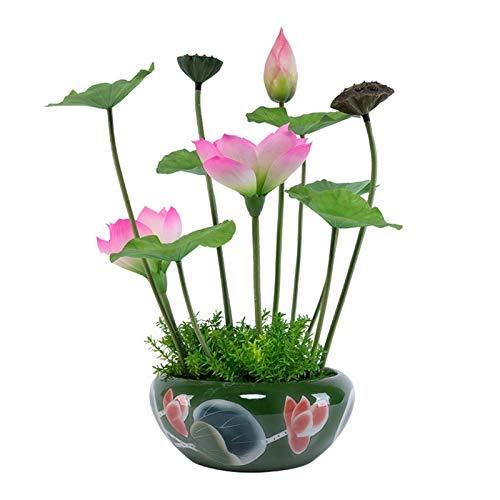 【並行輸入品】Artificial Flower in Pot Artificial Flowers with Vase Lotus Fakeの画像