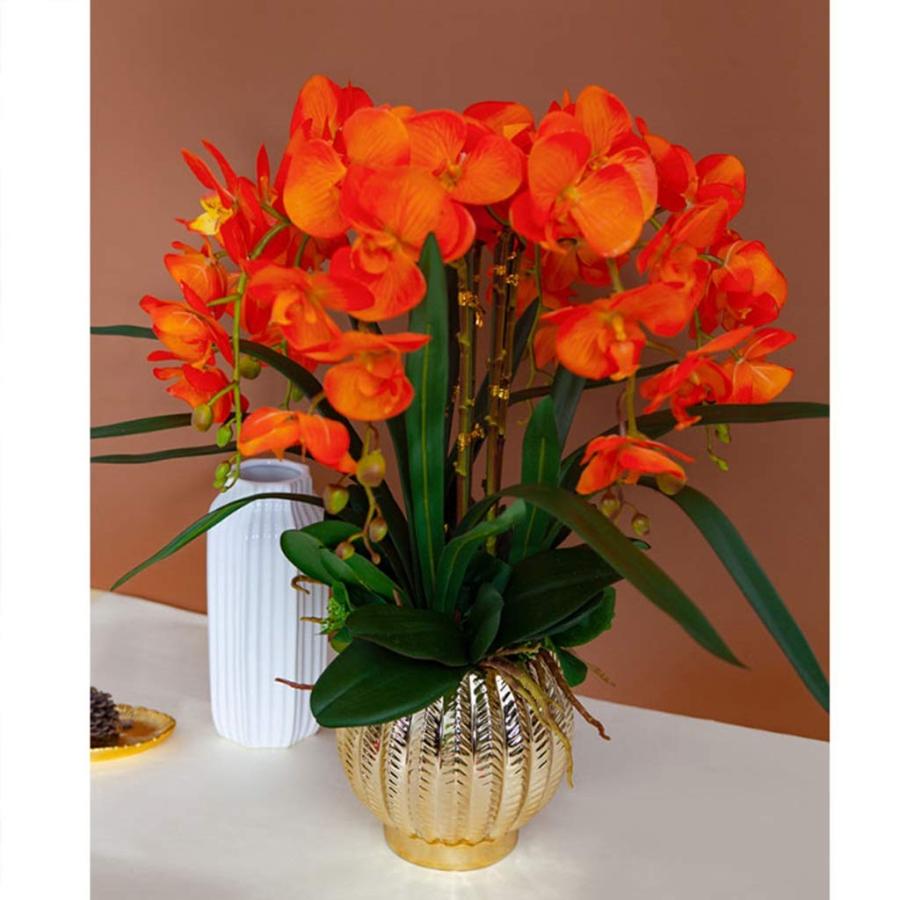 【並行輸入品】Artificial Flower in Pot Phalaenopsis Orchids Artificial Flowersの画像
