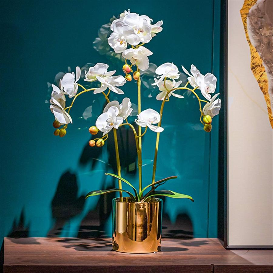 【並行輸入品】Artificial Flower in Pot Faux Phalaenopsis Flower Arrangement， A_3