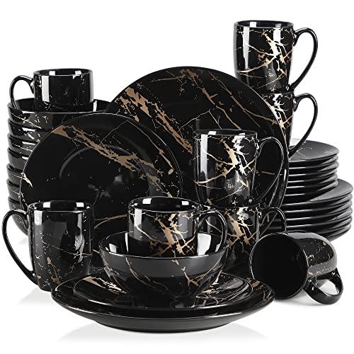 【並行輸入品】LOVECASA Black Dish Set for 8, 32 Piece Porcelain Dinnerware Set_1