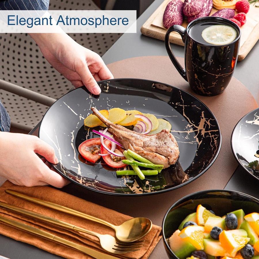 【並行輸入品】LOVECASA Black Dish Set for 8, 32 Piece Porcelain Dinnerware Set_9