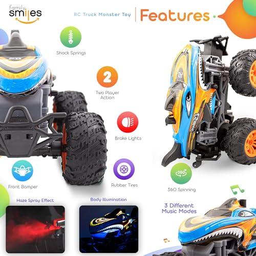 【並行輸入品】Family Smiles キッズ RC シャーク モンスタートラック おもちゃ ウォータースプレーヘイズライト サウンドエフェクの画像