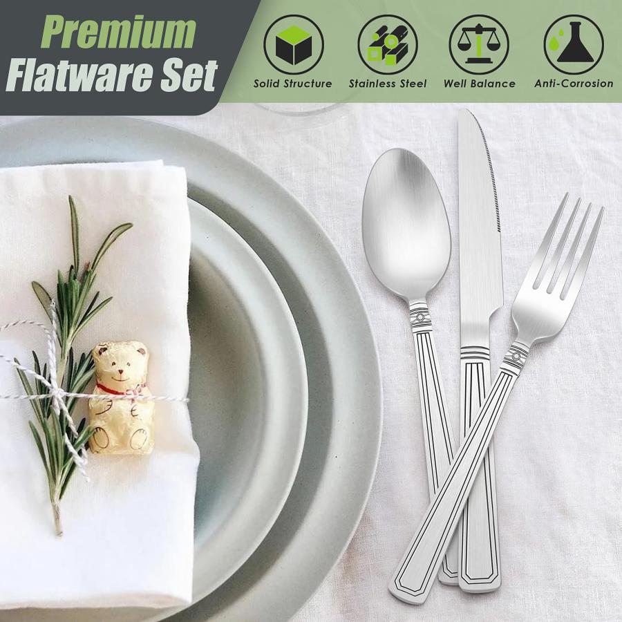 【並行輸入品】45 Piece Heavy Duty Silverware Set with Serving Utensils, HaWareの画像