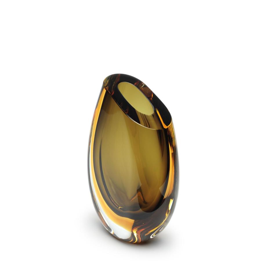 【並行輸入品】C〓 d'Oro Small Glass Vase Bicolor Brown/Amber Hand Blown Murano_3