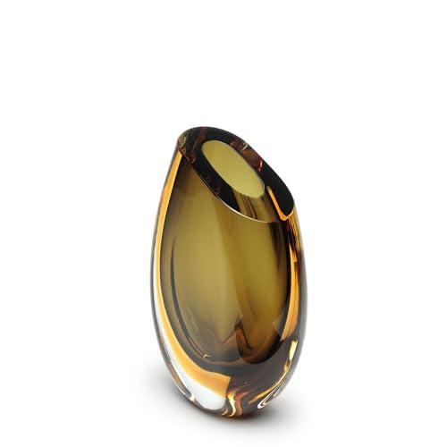 【並行輸入品】C〓 d'Oro Small Glass Vase Bicolor Brown/Amber Hand Blown Murano_4