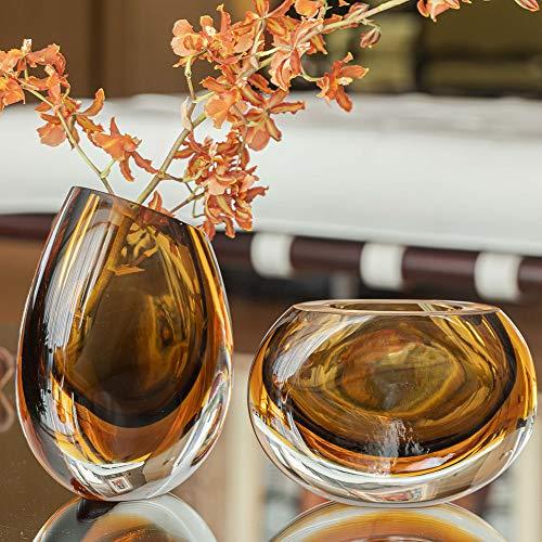 【並行輸入品】C〓 d'Oro Small Glass Vase Bicolor Brown/Amber Hand Blown Murano_7