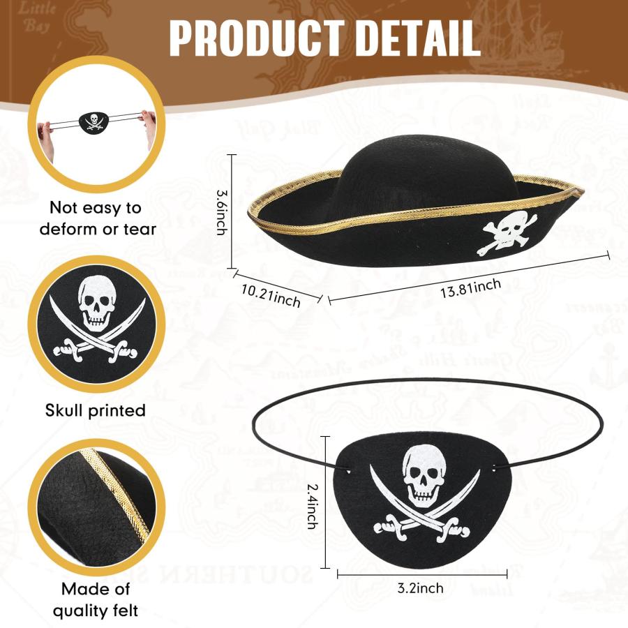 【並行輸入品】Sratte 12 Pieces Halloween Pirate Hat Pirate Hat for Kids Skull