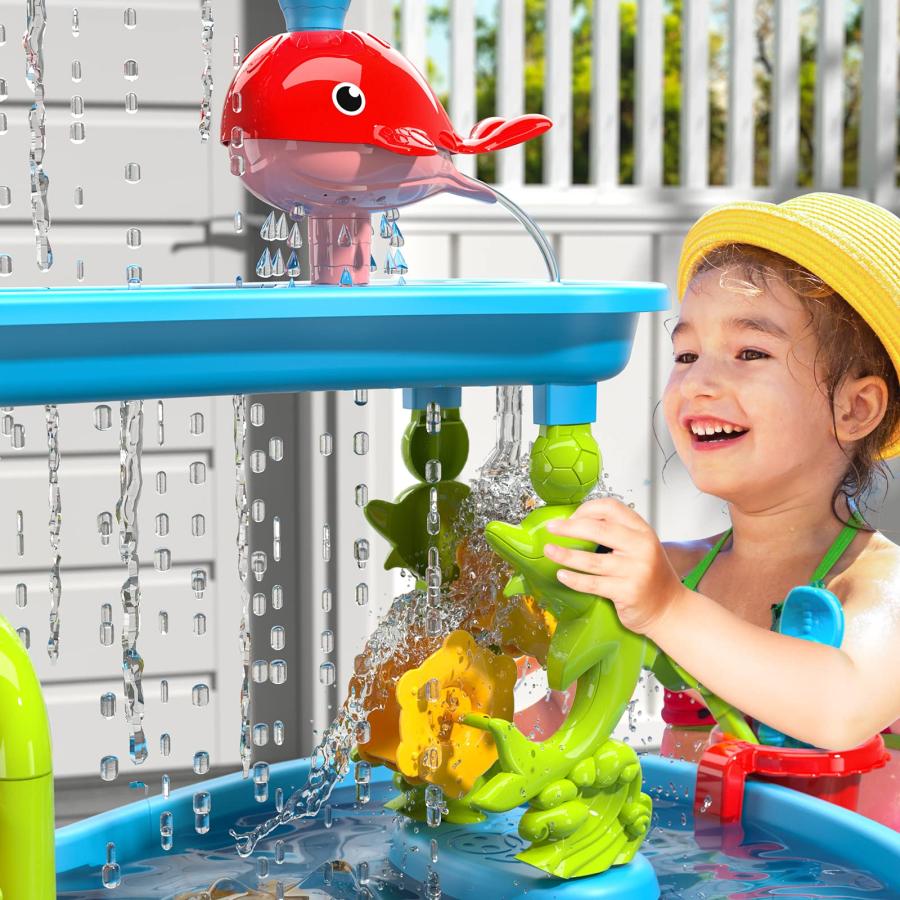 【並行輸入品】TEMI Kids Sand Water Table , 3 Tier Sand Table and Rain Showersの画像