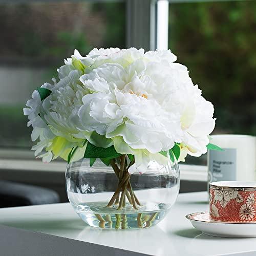 【並行輸入品】ENOVA FLORAL 造花 牡丹の花 花瓶付き フェイクフラワー アレンジメント 花瓶付き造花 ガラスの花瓶の牡丹 ホームオフ_4