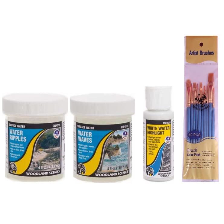 Woodland Scenics ウォーターリップル、ウォーターウェーブ、ホワイトウォーターハイライト(3パック)   Make  並行輸入品 | 